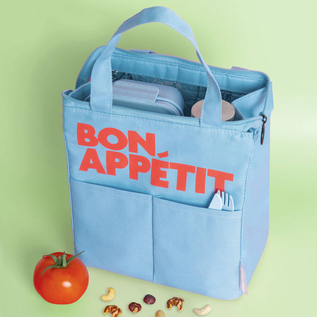 "Bon Appétit" Insulated Bag - Light Blue