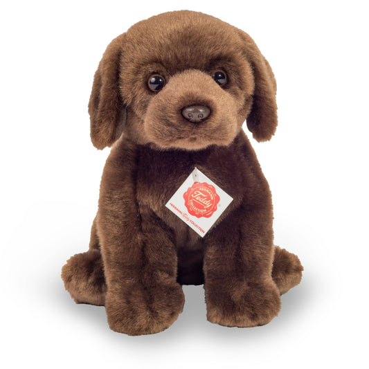 Dark brown sitting Labrador plush toy