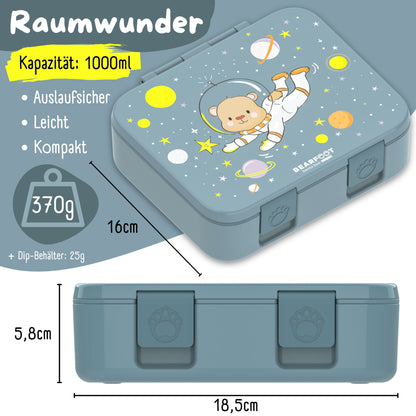 Compartmentalized lunch box, lightweight & leak-proof - Blue bear