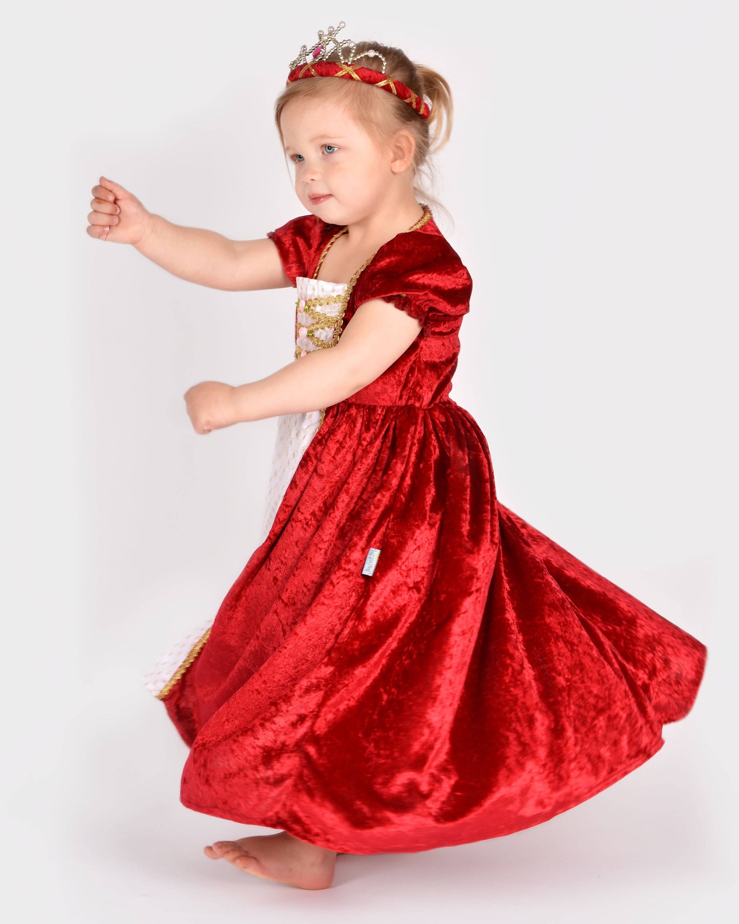 Princess dress in red velvet, size 110-116 cm (4-6 years)