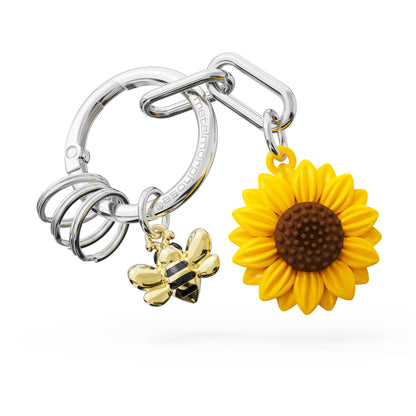 Sunflower and Bee Charm Keychain