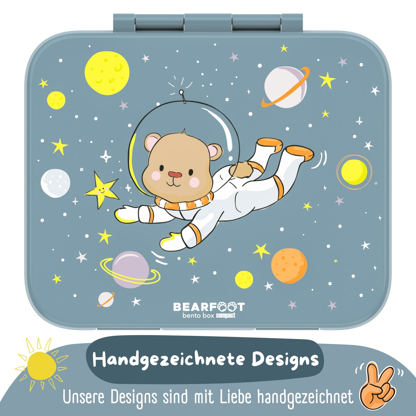 Compartmentalized lunch box, lightweight & leak-proof - Blue bear