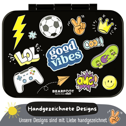 Lunch box with compartments, lightweight & leak-proof - Sticker black