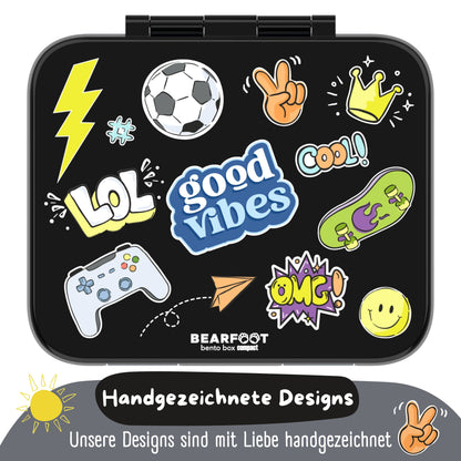 Lunch box with compartments, lightweight & leak-proof - Sticker black