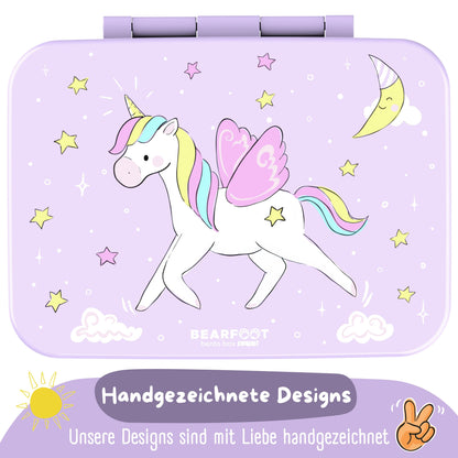 Compartmented lunch box, lightweight & leak-proof - Unicorn purple