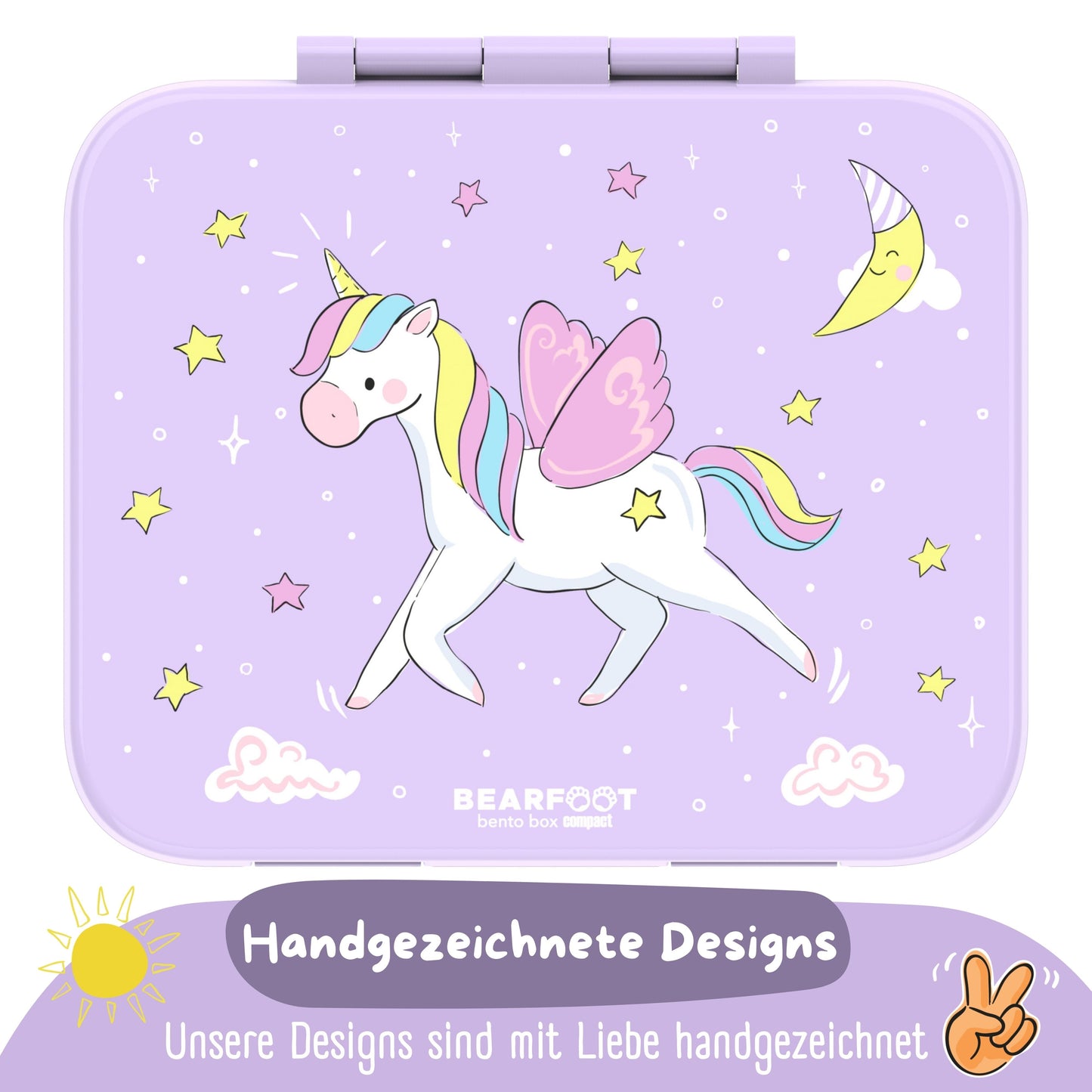 Compartmented lunch box, lightweight & leak-proof - Unicorn purple