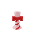 Kandelaar - Strepen met strik - Roze/Rood - 9x8x14cm