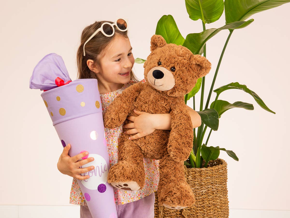 Brown Bear Plush with Embroidered Paws – 55 cm