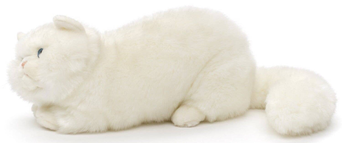 White Persian cat plush, lying down