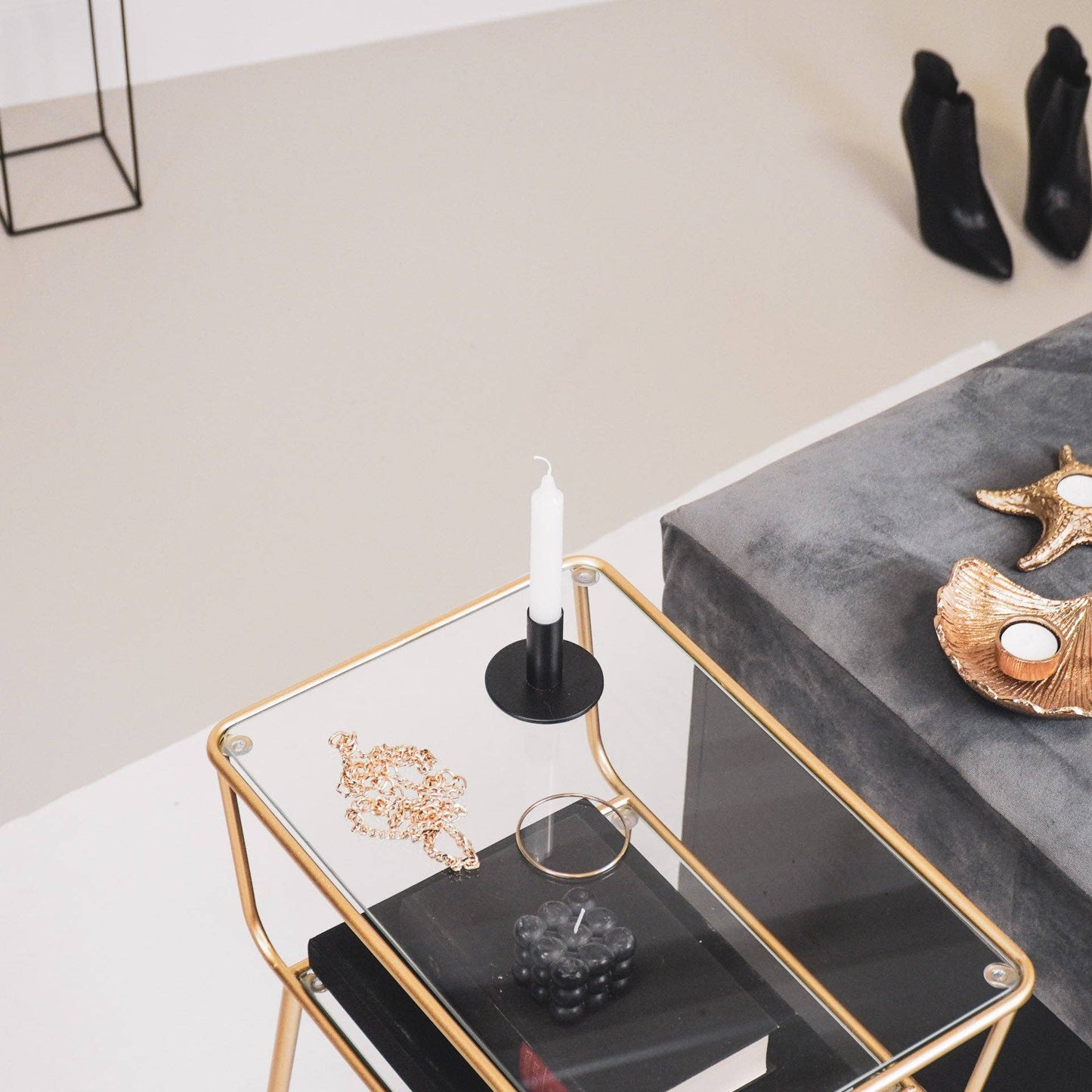 Candlestick - Basic - Metal - Black - 8x8x6.5cm