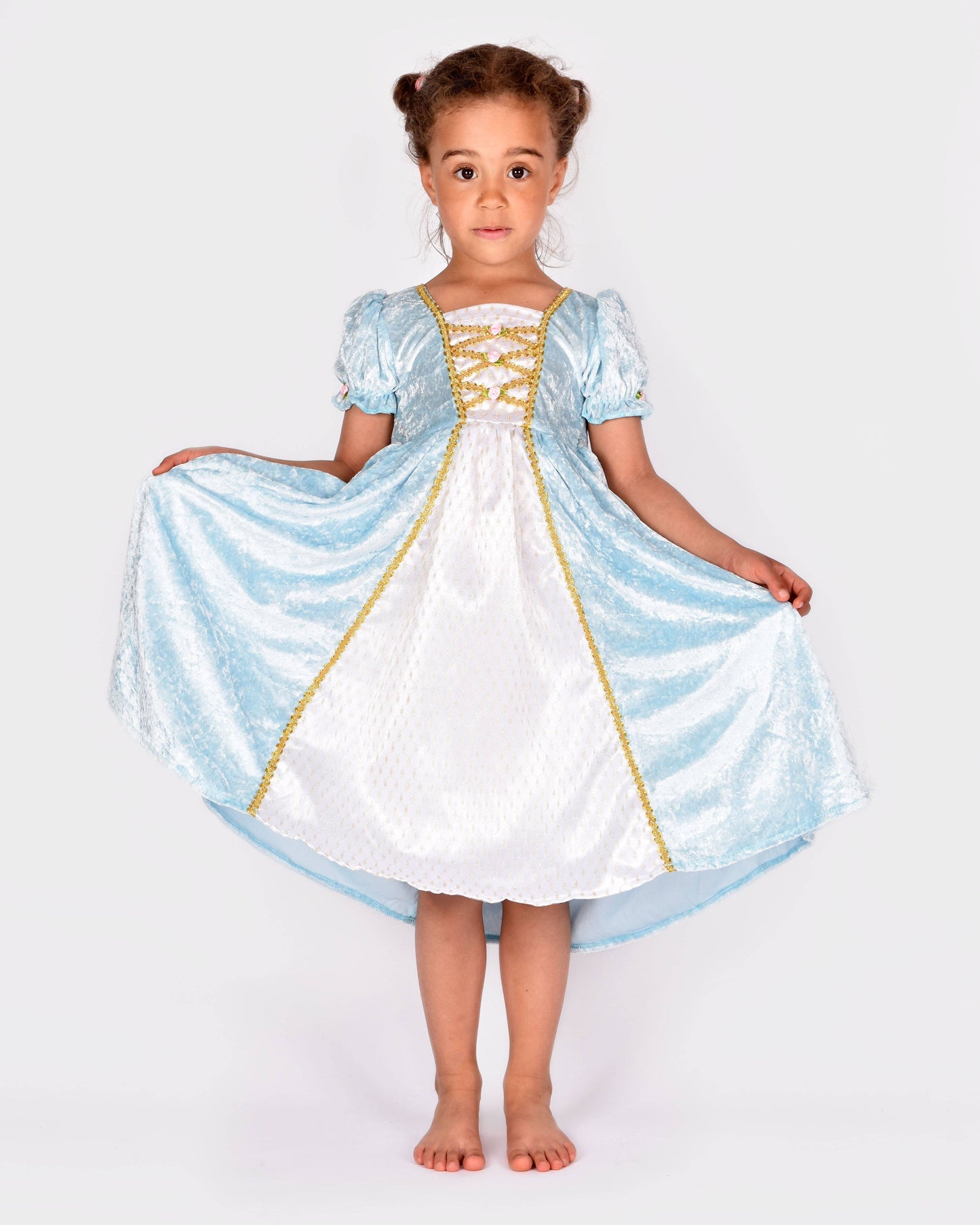 Robe de princesse en velours bleu clair 98-104 Cl 2-4 ans
