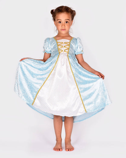 Robe de princesse en velours bleu clair 98-104 Cl 2-4 ans