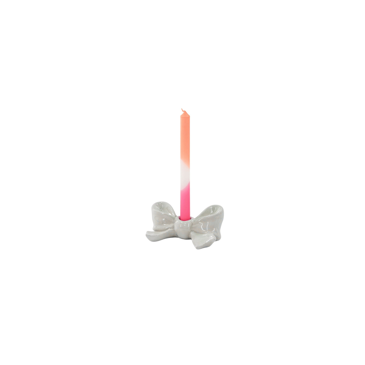 Kandelaar - Knoop - Keramiek - Wit - 18x9x7 cm