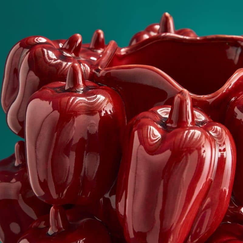 Vase Paprika Rouge, Grès, 25 x 25 x 31 cm Fait main