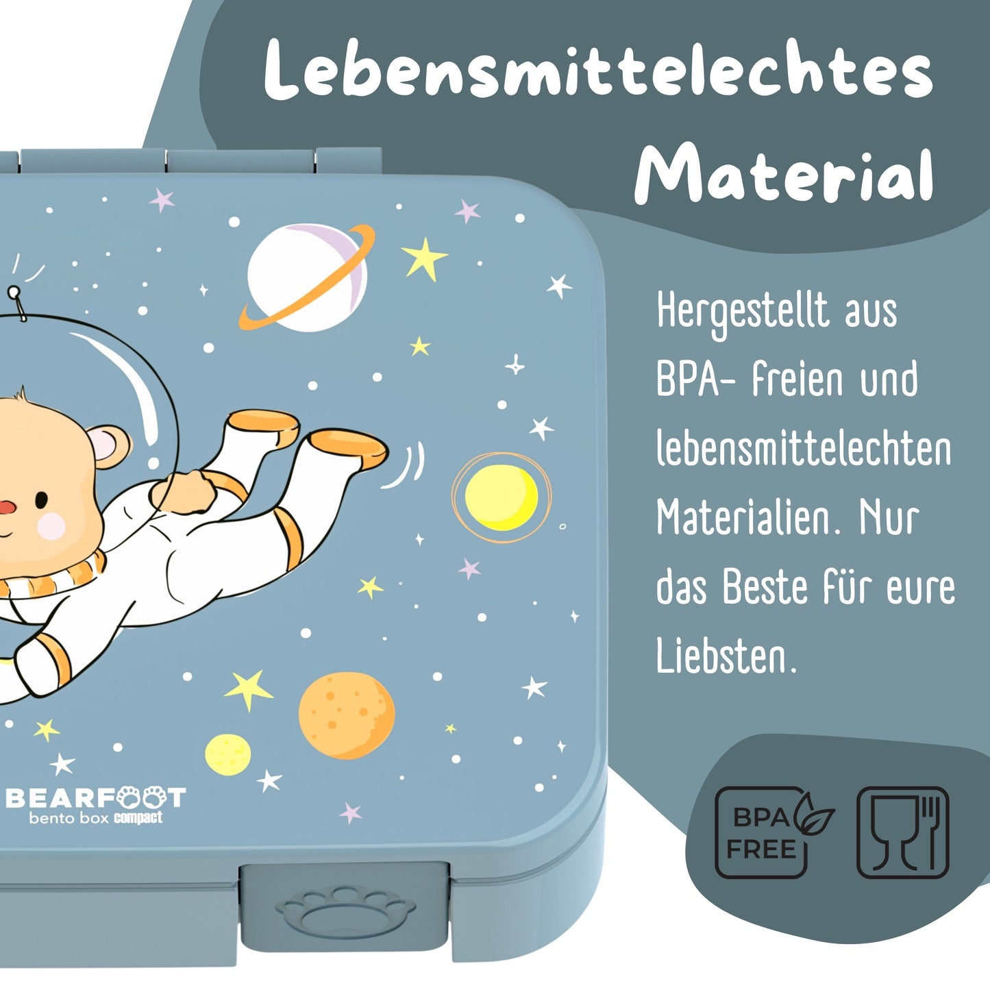 Compartmentalized lunch box, lightweight & leak-proof - Blue bear