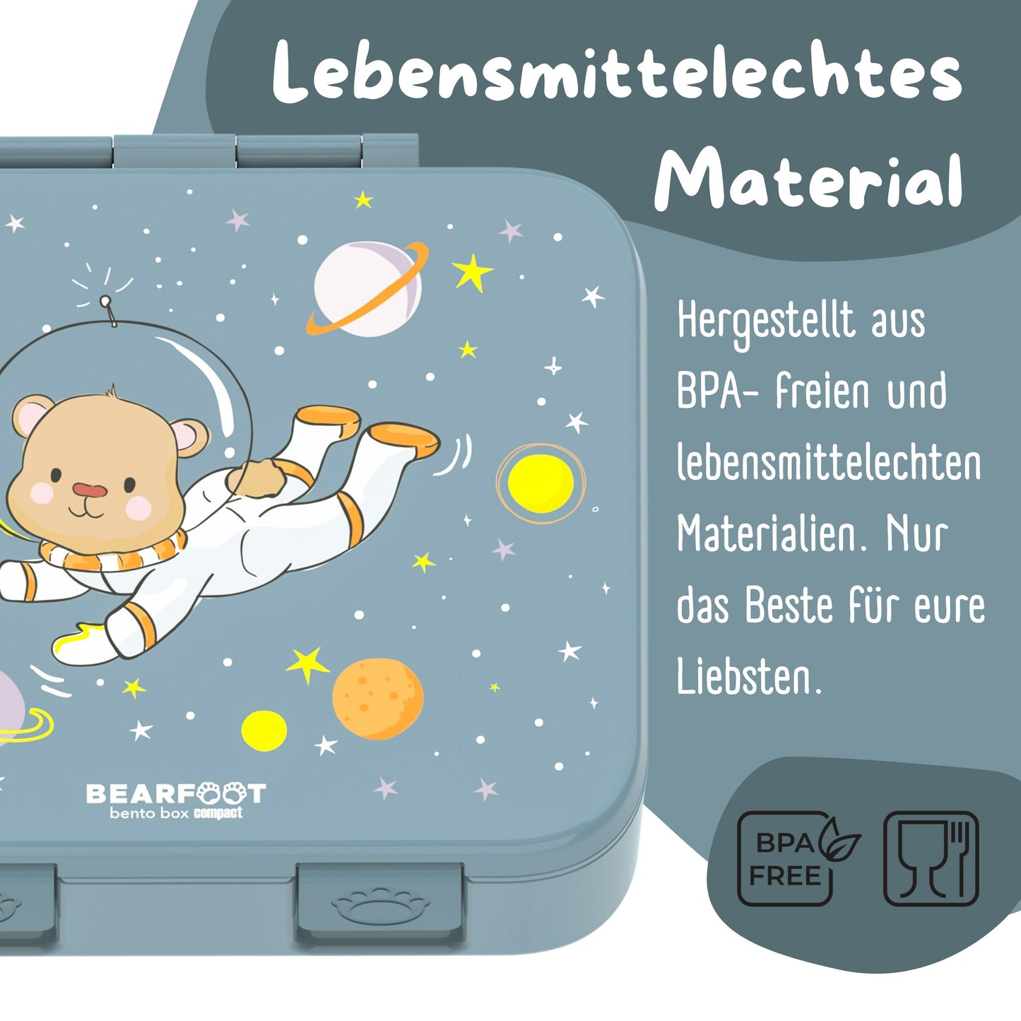 Compartmentalized lunch box, lightweight & leak-proof - Blue bear