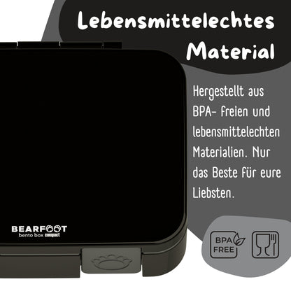 Lunchbox with compartments, lightweight & leak-proof - black