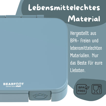 Lunch box with compartments, lightweight & leak-proof - blue