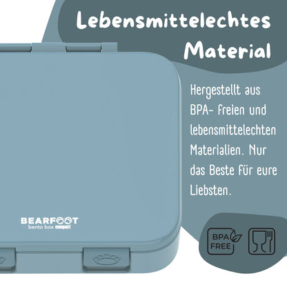 Lunch box with compartments, lightweight & leak-proof - blue