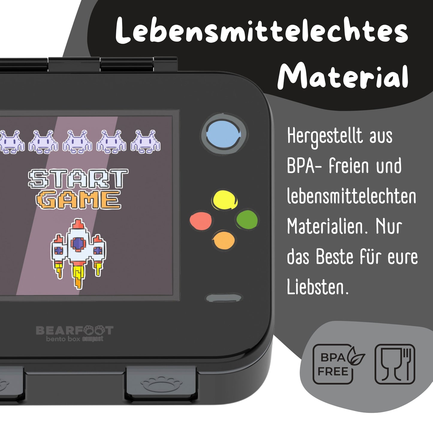 Lunchbox with Compartments, Lightweight & Leak-proof - Game Black