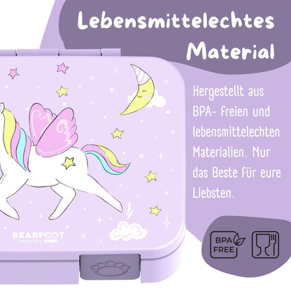 Compartmented lunch box, lightweight & leak-proof - Unicorn purple