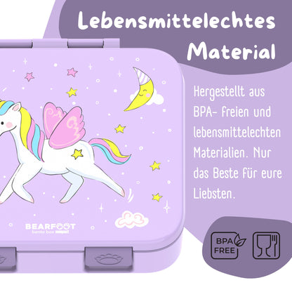 Compartmented lunch box, lightweight & leak-proof - Unicorn purple