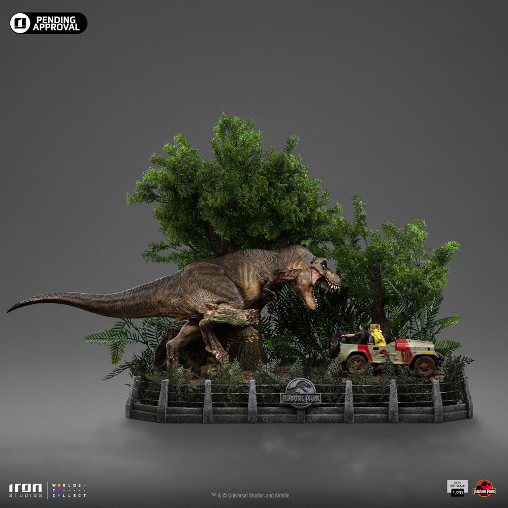T-Rex Chase Statue - Jurassic Park - Demi Art Scale 1/20 - Iron Studios