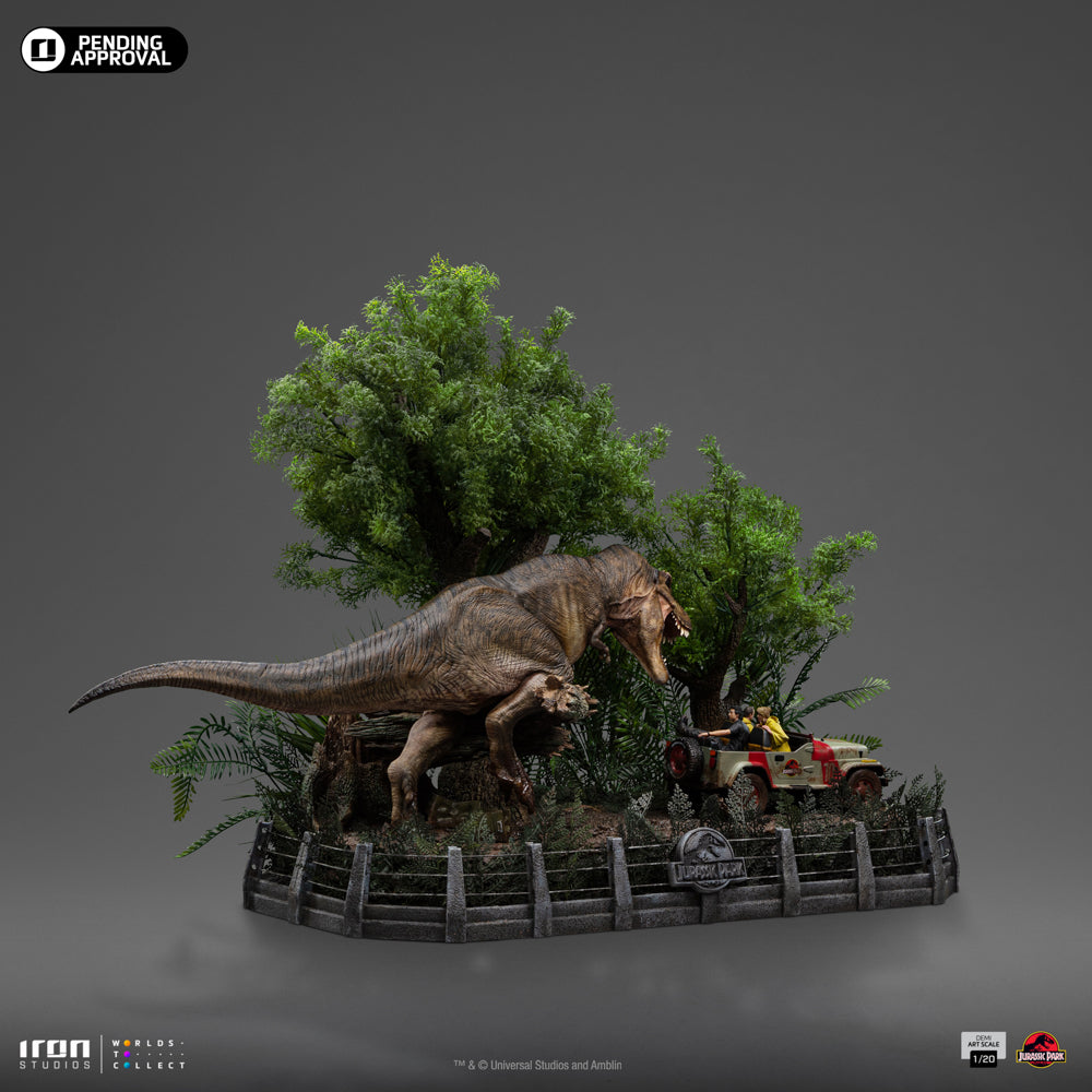 T-Rex Chase Statue - Jurassic Park - Demi Art Scale 1/20 - Iron Studios