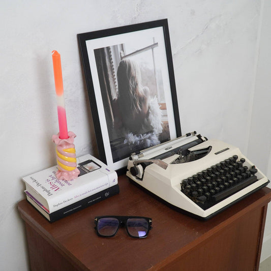 Candlestick - Toffee Candy - Ceramic - Pink/Yellow - 7.5x7.5x13 cm