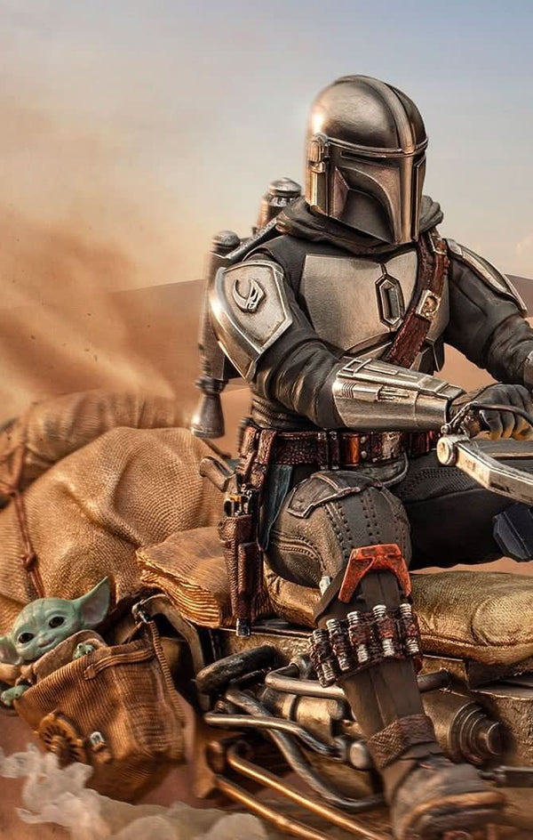 The Mandalorian on Speeder Bike Statue - Star Wars: The Mandalorian - Art Scale 1/10 - Iron Studios