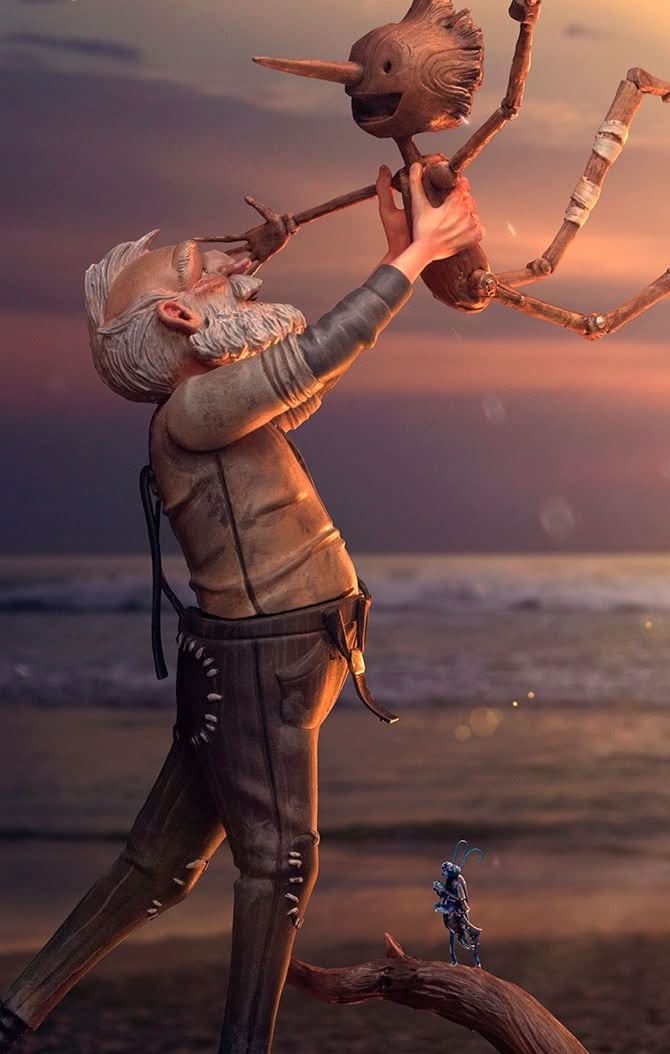 Geppetto & Pinocchio Statue - Pinocchio - Art Scale 1/10