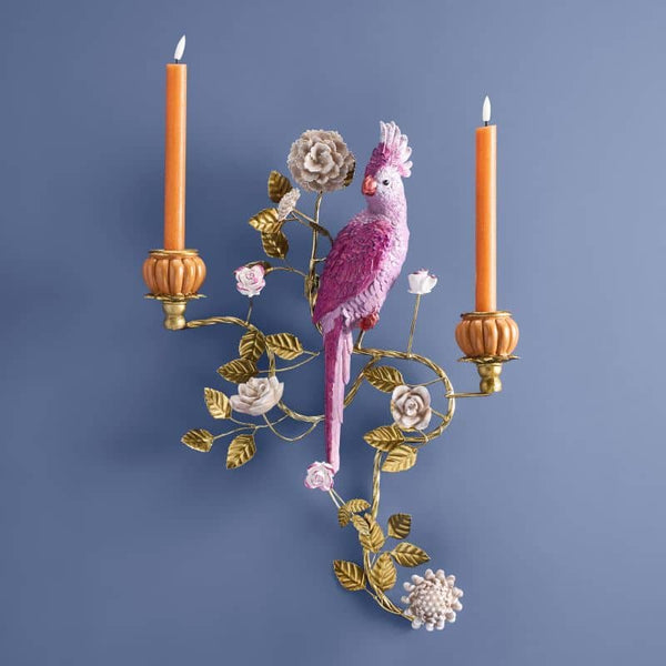 Parrot wall light, orange/pink