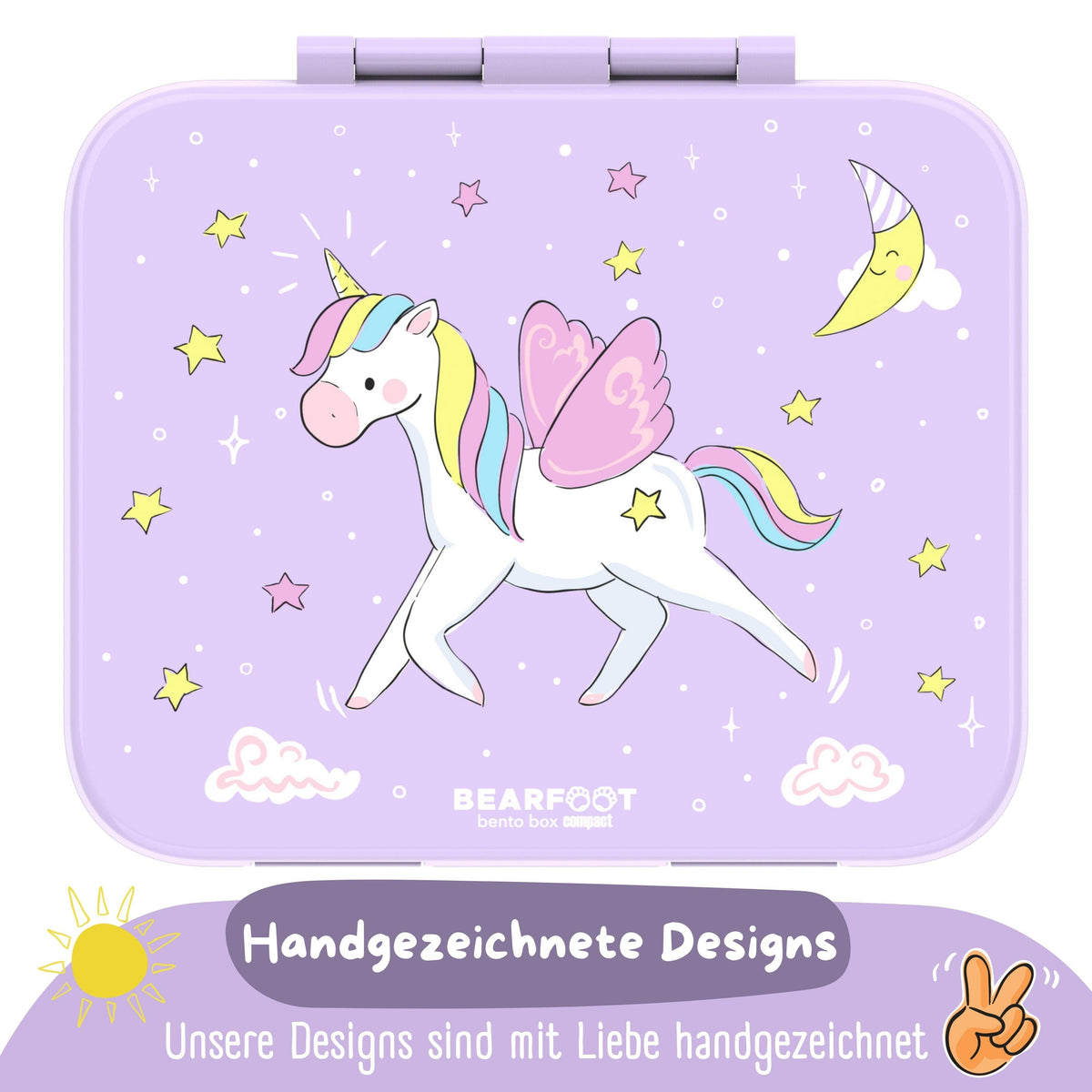 Compartmented lunch box, lightweight & leak-proof - Unicorn purple