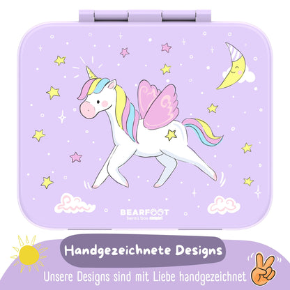 Compartmented lunch box, lightweight & leak-proof - Unicorn purple