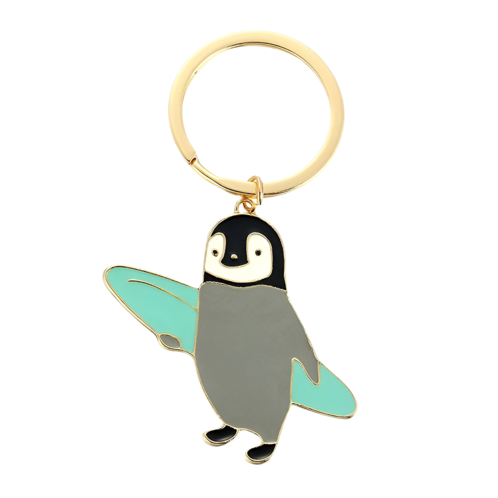 Surfer Penguin Keychain