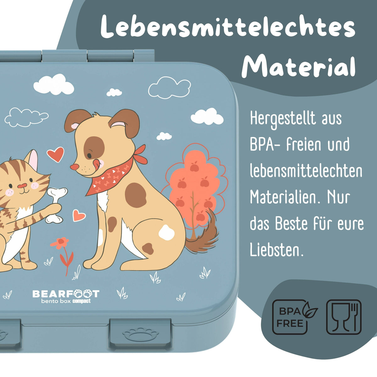 Lunch box with compartments, lightweight & leak-proof - Dog & Cat