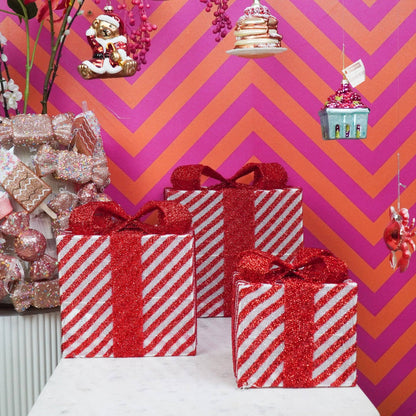 LED Christmas Gift - S3 - Polystyrene - Red/White - 15/20/25cm