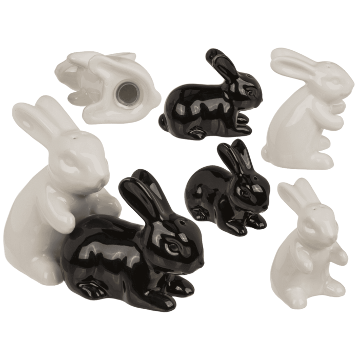 Salt and pepper shakers, rabbits, 11 x 4.5 x 8 cm,