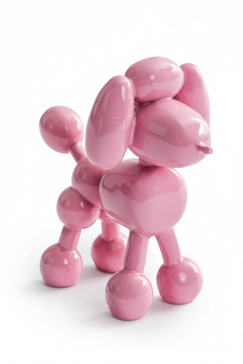 Decoratief poedelbeeldje met roze ballon