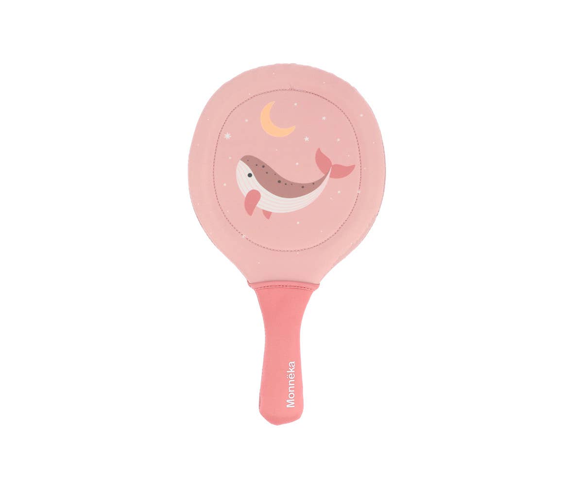 Whale Pink Neoprene Beach Paddles with Ball