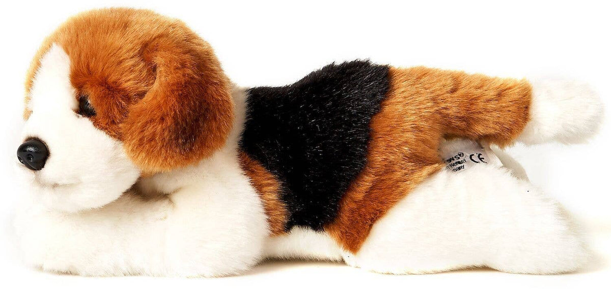Plush beagle puppy lying down