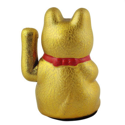 Maneki-neko lucky cat in the shape of a wave, ceramic, 17 cm, gold
