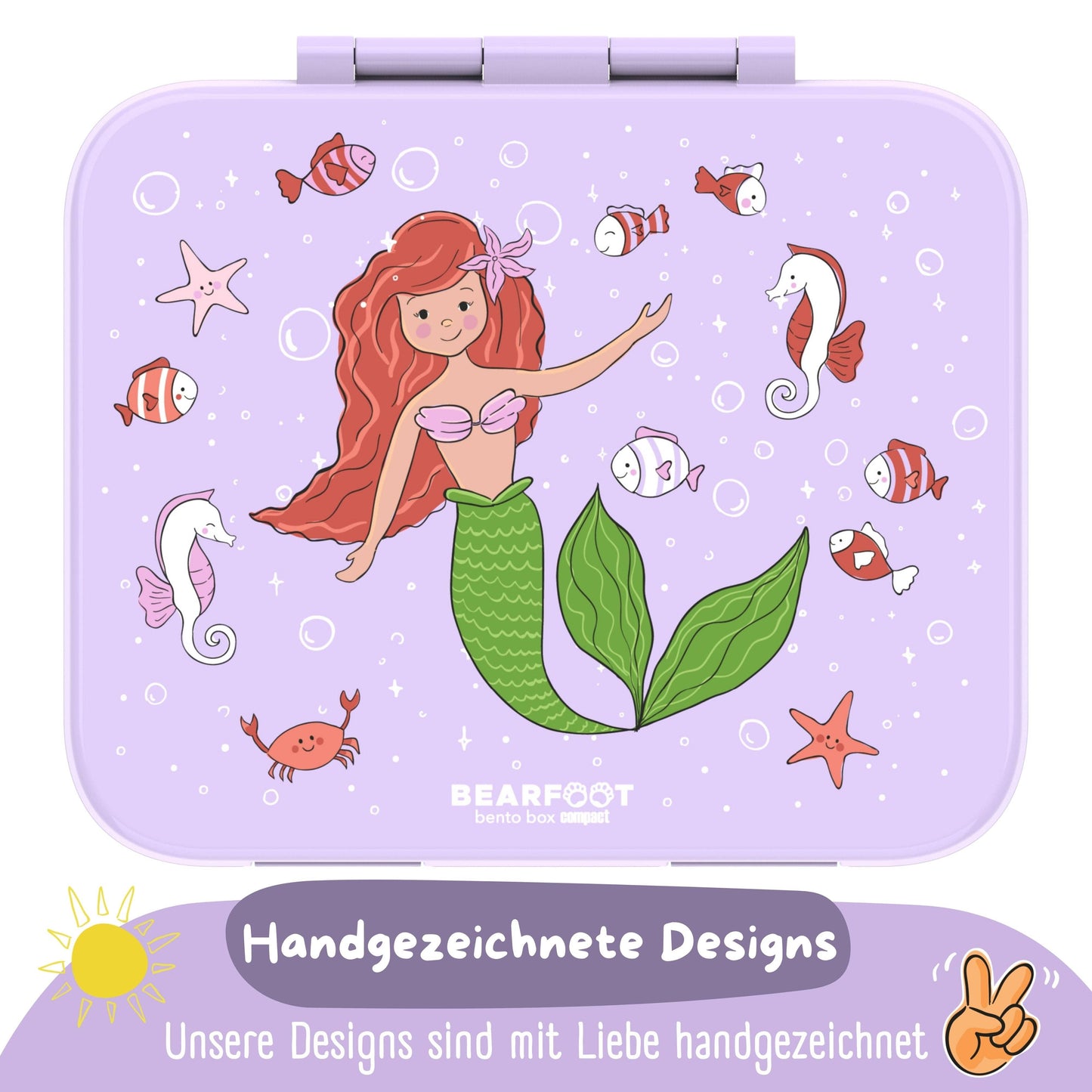 Compartmentalized, leakproof lunch box - Purple Mermaid