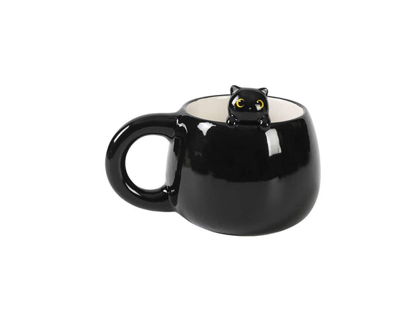 Mug with Black Cat Figurine