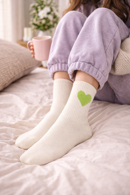 Soft Green Heart Socks