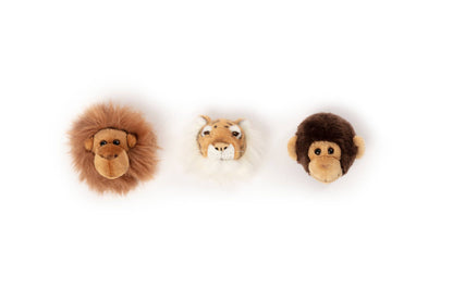 Mini Décoration Murale Peluche Têtes d'Animaux : Coffret Jungle