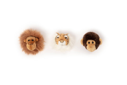 Mini Plush Animal Head Wall Decoration: Jungle Set