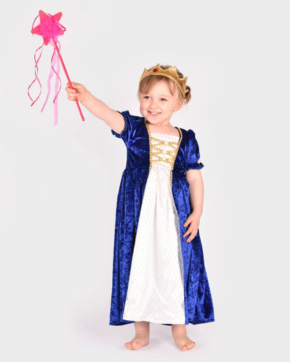 Princess dress in blue velvet size 122-128 cm for children aged 6 to 8
