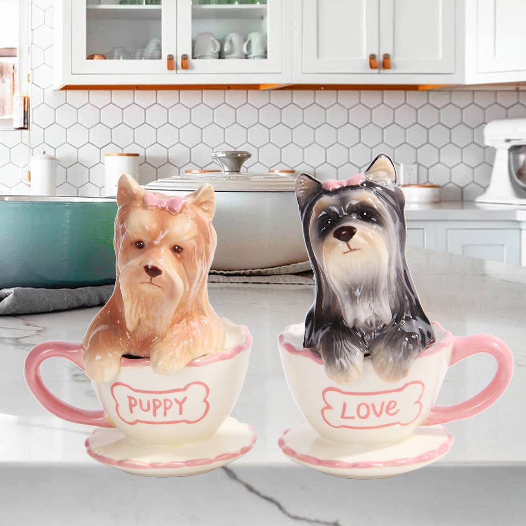 Yorkie Teacups Salt and Pepper Shaker Set