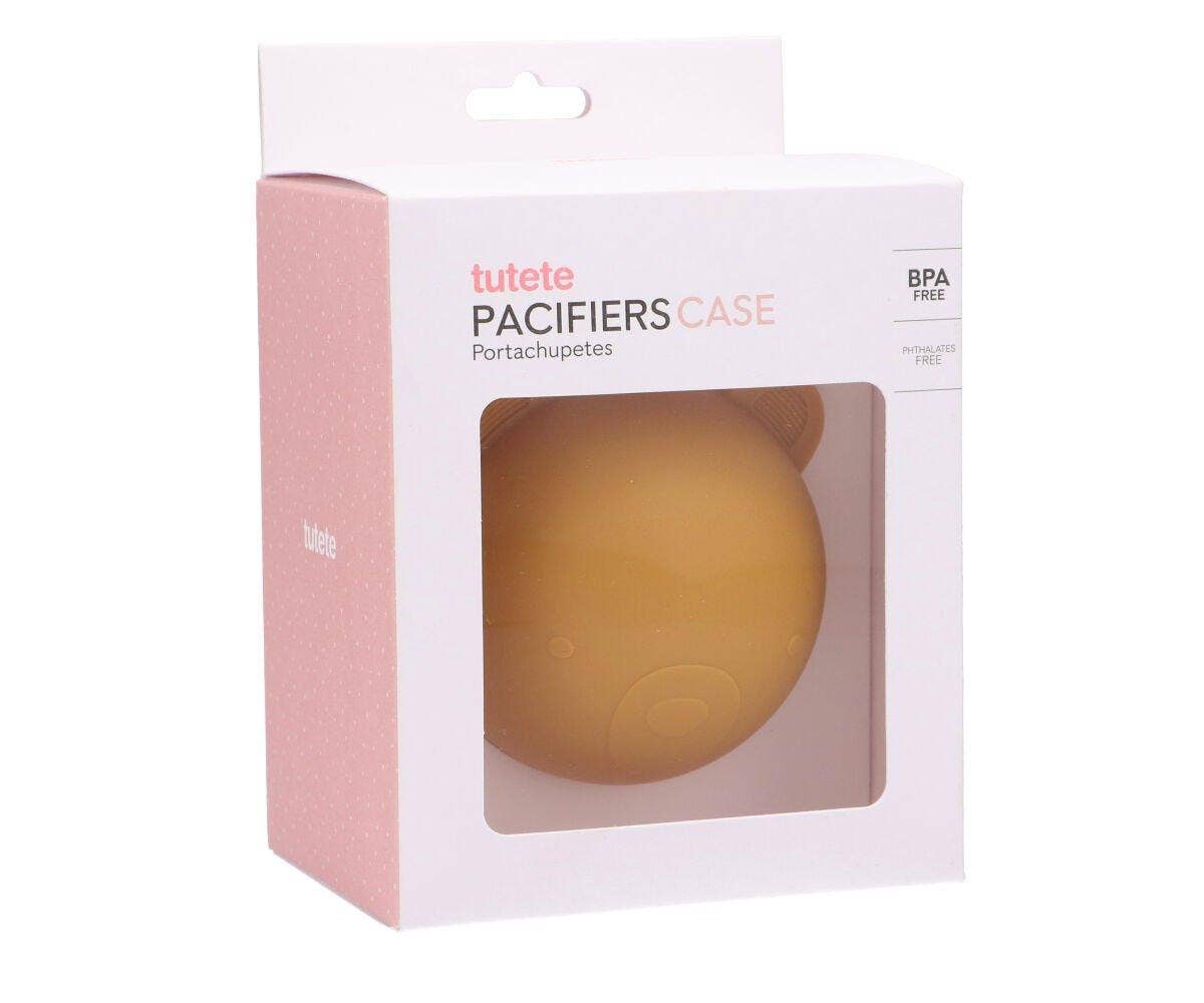 Porte-sucette en silicone Ours moutarde